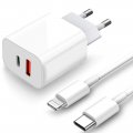 Chargeur iPhone ultra rapide Double Port 20 W fourni avec Cable USB-C