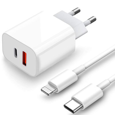 Chargeur iPhone 12 Mini ultra rapide 20 W fourni avec Cable USB-C 