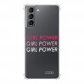 Coque Samsung Galaxy S21 5G anti-choc souple angles renforcés transparente Girl Power Dégradé Evetane.