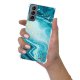 Coque Samsung Galaxy S21 5G anti-choc souple angles renforcés transparente Bleu Nacré Marbre Evetane.