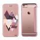 Etui de protection effet cuir  iPhone 6/6S  -  Doré rose  - Triangles Design