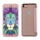 Etui de protection effet cuir  iPhone 7  -  Doré rose  - Lion Pastel