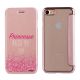 Etui de protection effet cuir  iPhone 7  -  Doré rose  - Princesse Malgré Moi