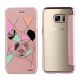 Etui de protection effet cuir Galaxy S7  -  Doré rose  - Panda Outline