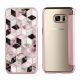 Etui de protection effet cuir Galaxy S6  -  Doré rose  - Cubes Géométriques