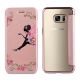 Etui de protection effet cuir Galaxy S6  -  Doré rose  - Fée Fleurs