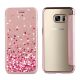 Etui de protection effet cuir Galaxy S6  Edge  -  Doré rose  - Confettis De Cœurs