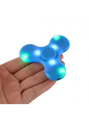 Fidget Spinner bleu avec Haut Parleur sans fil bluetooth et LED 