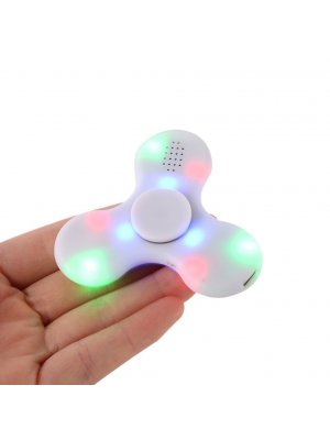 Fidget Spinner blanc avec Haut Parleur sans fil bluetooth et LED 