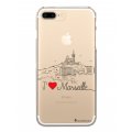 Coque iPhone 7 Plus/ 8 Plus rigide transparente J'aime Marseille Dessin La Coque Francaise