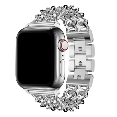 Bracelet chaîne en acier inoxydable Argent Compatible avec  Apple Watch 38-40 