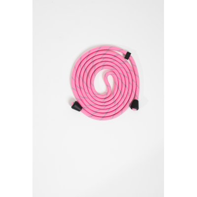 Lanière cordon Lilou en coton tressée avec embout en métal noir mat, coloris rose et gris