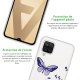 Coque Samsung Galaxy A12 360 intégrale transparente Papillons Violets Tendance Evetane.
