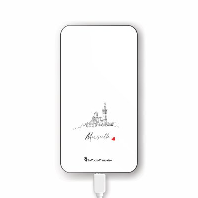 Batterie en verre trempé universel 8000mAh Marseille Notre Dame Motif Ecriture Tendance La Coque Francaise