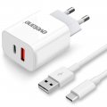 Chargeur Samsung S21, S20FE, , S20 Ultra 5G, A51, A21S, A20e Xiaomi Redmi 9T, 9C... Ultra Rapide double Port USB - USB C 20 W avec Cable USB-C Xiaomi Redmi 9T, 9C,