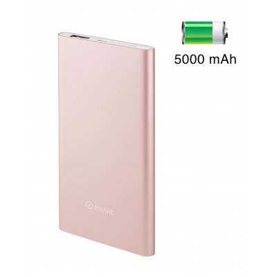 Batterie de secours 5 000 mAh finition métal rose gold