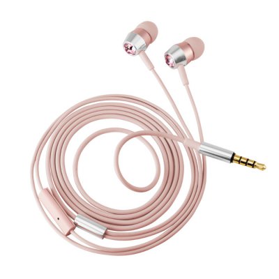 Écouteurs intra-auriculaires en cristal avec microphone & télécommande - Rose gold