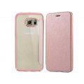 Etui à clapet en simili-cuir avec coque arrière/ bumper Rose Gold pour Samsung Galaxy S6 Edge Plus