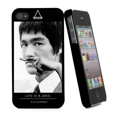 ELEVEN PARIS COQUE BRUCE NOIRE TOUCHER GOMME POUR APPLE IPHONE 4S