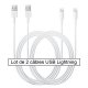 Lot de 2 câbles USB Lightning blanc