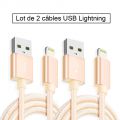 Lot de 2 câbles USB Lightning en nylon 2 m - Or