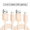 Lot de 2 câbles USB Lightning en nylon 2 m - Or