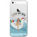 Coque iPhone 5/5S/SE rigide transparente Licorne Pool Party Dessin Evetane