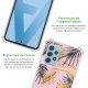 Coque Samsung Galaxy A52 anti-choc souple angles renforcés transparente Feuilles de palmier rose La Coque Francaise.
