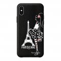 Coque iPhone X/Xs effet cuir grainé noir Parisienne Design La Coque Francaise