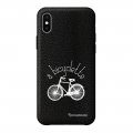 Coque iPhone X/Xs effet cuir grainé noir Bicyclette Design La Coque Francaise