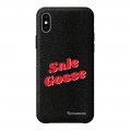 Coque iPhone X/Xs effet cuir grainé noir Sale Gosse Rouge Design La Coque Francaise