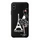 Coque iPhone Xs Max effet cuir grainé noir Parisienne Design La Coque Francaise