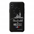 Coque iPhone Xs Max effet cuir grainé noir Sous le soleil de Marseille Design La Coque Francaise