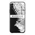 Coque iPhone Xs Max effet cuir grainé noir Carte de Marseille Design La Coque Francaise
