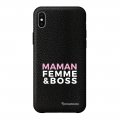 Coque iPhone Xs Max effet cuir grainé noir Femme Boss Design La Coque Francaise