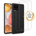 Coque Samsung Galaxy A42 Silicone liquide Noire + 2 Vitres en Verre trempé Protection écran Antichocs