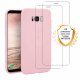 Coque Samsung Galaxy S8 Silicone liquide Rose + 2 Vitres en Verre trempé Protection écran Antichocs