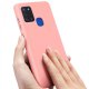 Coque Samsung Galaxy A21S Silicone liquide Rose + 2 Vitres en Verre trempé Protection écran Antichocs