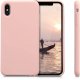 Coque iPhone X/XS Silicone liquide Rose + 2 Vitres en Verre trempé Protection écran Antichocs