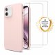  Coque iPhone 11 Silicone liquide Rose + 2 Vitres en Verre trempé Protection écran Antichocs