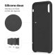  Coque iPhone XR Silicone liquide Noire + 2 Vitres en Verre trempé Protection écran Antichocs