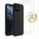  Coque iPhone 11 Silicone liquide Noire + 2 Vitres en Verre trempé Protection écran Antichocs