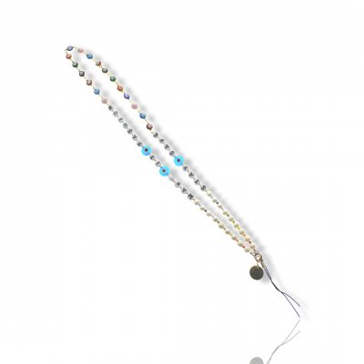 Bijoux de téléphone à accrocher à votre coque Make it fashion perles blanches - longueur 61 cm