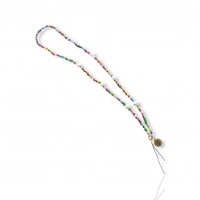 Bijoux de téléphone à accrocher à votre coque  perles multicolores - longueur 61 cm