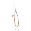 Bijoux de téléphone à accrocher à votre coque  perles multicolors avec oeil - longueur 28 cm