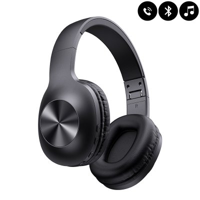 Casque Bluetooth noir avec réduction de bruit et son HD