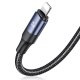 Câble 3 en 1 : lightning, Type-C et Micro USB avec transmission de données et de charge rapide en alliage d'aluminium 1,2 m 