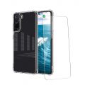 Coque Galaxy S21 anti-choc transparente et vitre de protection en verre transparente