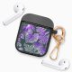 Housse pour airpods silicone liquide noir Fleurs Tropicales Parme Motif Ecriture Tendance La Coque Francaise