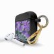 Housse pour airpods silicone liquide noir Fleurs Tropicales Parme Motif Ecriture Tendance La Coque Francaise